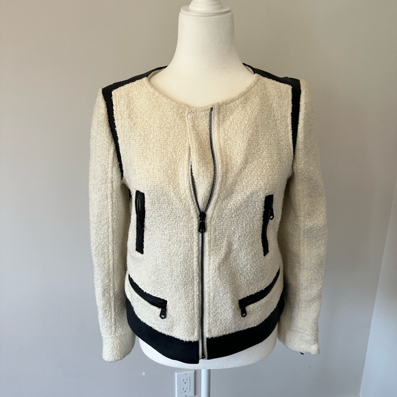 Club Monaco Tweed + Leather Jacket - Picture 3 of 5